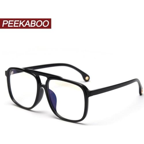 Peekaboo TR90 big glasses anti blue light man retro accessories black square eyeglasses for women optical transparent frame