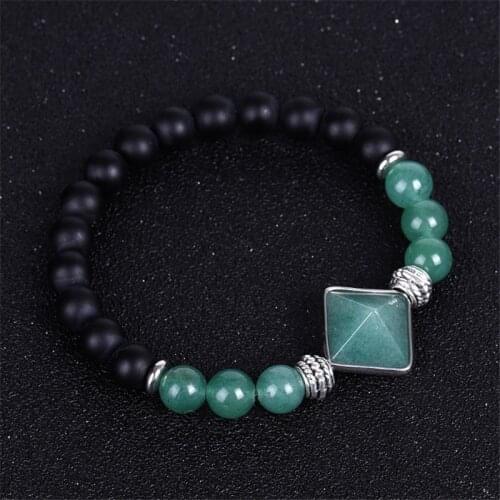 Charm Adjustable Natural Stone Beads Pyramid Shape Bracelet for Women Energy Chakra Bangles& Bracelets Men Handmade Yoga Jewelry
