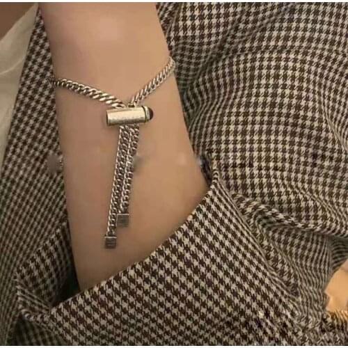 Brand Vintage Color Fashion Jewelry Titanium Steel Thick Chain Bracelet Hot Praty Bracelet Light Silver Color Top