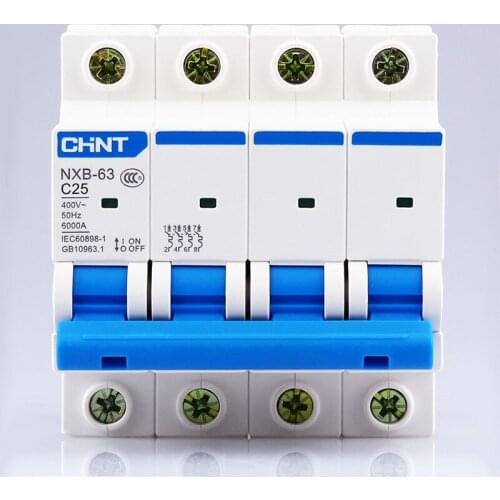 CHINT NXB-63 4P AC 230/400V Power protector C6 10 16 20 25 32 40 50 63A cut-out DZ47 C style new arrival Kunlun air switch