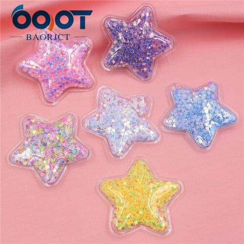 S-1911186,5pcs 5*5cm Cartoon Colored shiny stars Decoration ornament Accessories Plush Hair Decoration,Clothing DIY materials