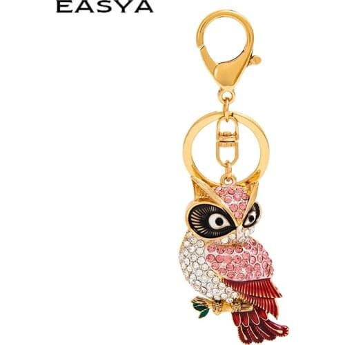 EASYA Cute Owl Branch Keychain Keyring Owl Key Ring Chain Charm Women Bag Pendant Decorative