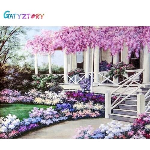 GATYZTORY 5D Diamond Painting Garden Full Square/Round Diamond Embroidery Mosaic Landscape Home Decorations