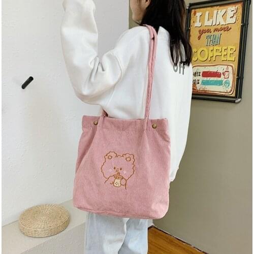 Canvas Bag Womens Japanese Simple Fashion Leisure Bag Single Shoulder Bag Vertical Style Student Large Capacity Handbag