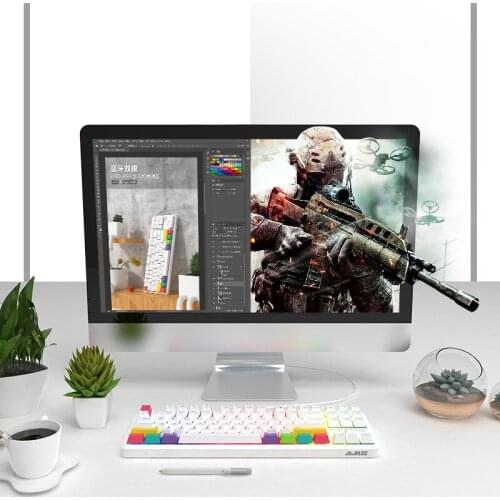 AJAZZ K870T BT&Wired Dual Mode Mechanical Keyboard RGB 87 Keys Gaming Keyboard for Phone/Tablet/PC White Dual mode keyboard
