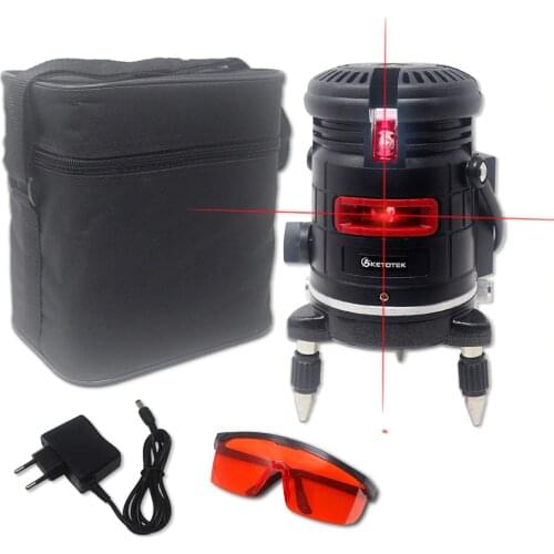 Ketotek Laser Level with Tilt Outdoor Leveling Tools 5 Lines 6 Points 360 Rotary Self Leveling 635nm Red Horizontal Vertical