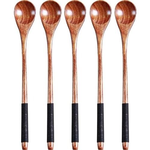 LUDA 5 Pcs Wooden Spoons Cooking Spoons Honey Spoons Rice Spoons Mixing Spoon Wooden Teaspoon for Coffee Tea Jam Bath Salts