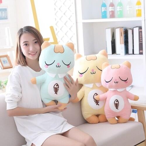 Cute 25/45/60/75cm plush cat Squint Favorite Pillow Headrest soft Baby soothing doll good quality christmas festival gift friend