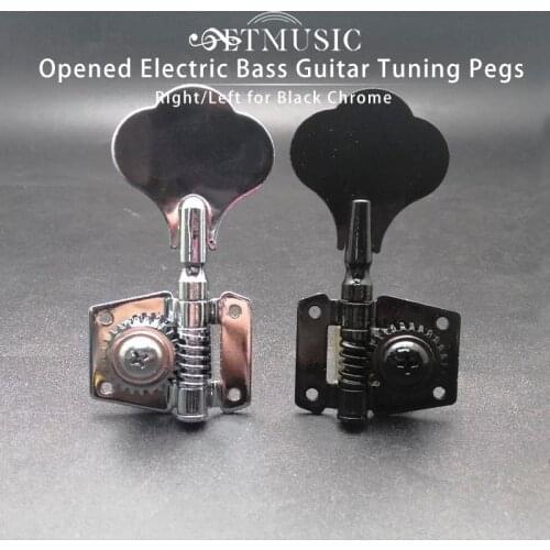 A Set 4R 4L 2R2L Opened Electric Bass Guitar Tuning Pegs Machine Heads Tuners for Bass Chrome Black