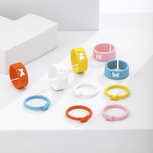 New Ring Alloy Spray Paint Plating Couple Ring Butterfly Ring 2 Piece Set Fashion Fashion Jewelry