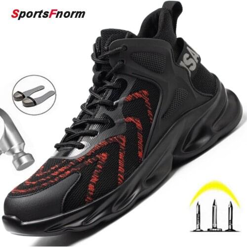 New Work & Safety Boots Indestructible Work Sneakers Anti-Puncture Safety Shoes Light Outdoor Anti-smash Steel Toe Shoes Boots