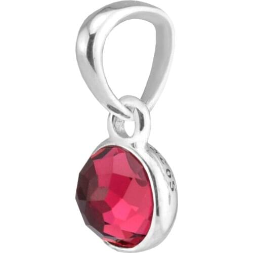 Fits for Pandora Bracelets July Droplet Charms with Ruby 925 Sterling Silver Beads Jewelry Free Shipping