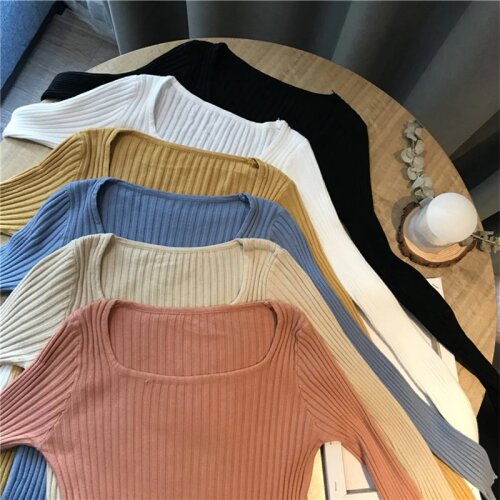 2020 casual autumn winter slim Sweater pullovers women long sleeve basic knit top female casual o-neck basic ribbed sweater