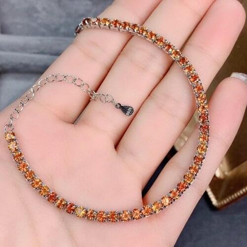 Luxurious whole gem 925 silver natural citrine bracelet natural yellow crystal Bracelet gift girlfriend love hand jewelr