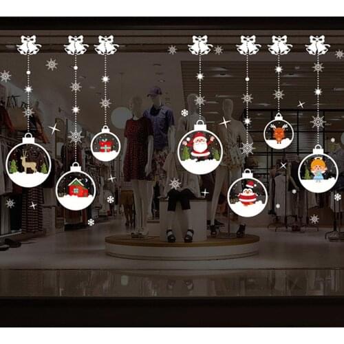 Christmas Decorations Festive Snowflake Window Decoration Santa Claus Elk Crystal Ball Window Stickers PVC Removable Stickers
