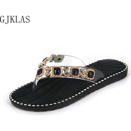 Flip Flops Girl New Flat Sole Slipper Summer Casual Fashion Style Rhinestone Sandals Women Flat Comfy Slippers Flipflop Feminina