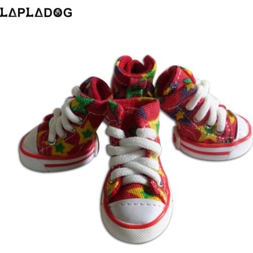4 pcs/set Outdoor Denim Blue Pet Shoes Anti-slip Dog canvas shoes small dog puppy Boots Casual Dogs Sport Sneaker 8 colors ZL351