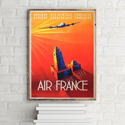 Vintage Air France Africa Poster, Retro Airline Travel Art Print Design