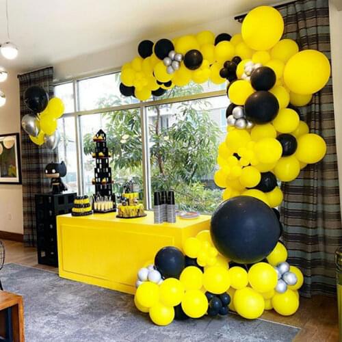 Black Yellow Balloons Sunflower Baby Shower Balloon Garland Kit Macaron Balloon Arch One Year Old Girl Birthday Party decor Kids