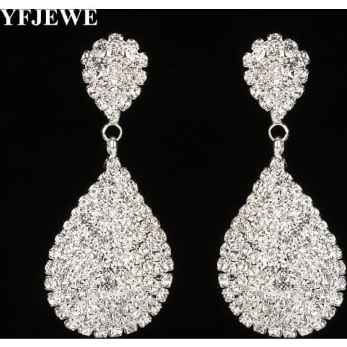 YFJEWE New Style Gold Color Drop Dangle Earrings with Full Crystal Luxury Bridal Wedding Jewelry Earring Wholesale E275