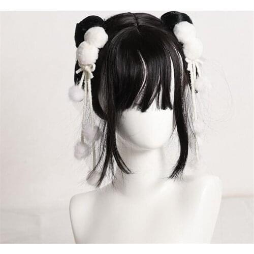 Lolita Tassel Pom Pom Trim Lolita Girl Hair Pin Girl Double Ponytail Hair Accessories B1689