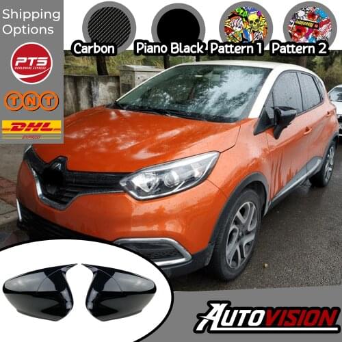 Mirror Cover For RENAULT CAPTUR 2013 2014 2015 2016 2017 2018 2019 2020 Accessory Bright Black BATMAN Case CAR Shields
