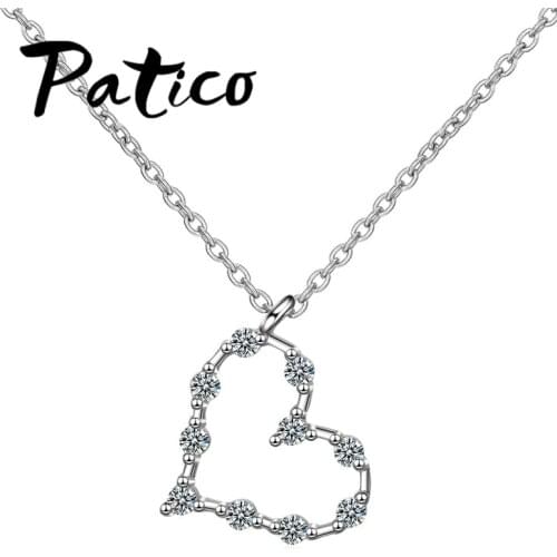 Romantic Design Big Heart CZ Pendant Necklace For Women Ladies Latest 925 Sterling Silver Simple Hollow Pendant Necklaces