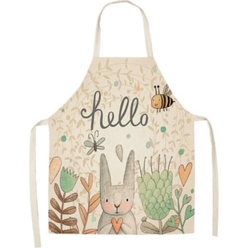 Parent-child Pretty Printed Kitchen Aprons for 1Pcs Cotton Linen Women Home Cooking Baking Waist Bib Pinafore