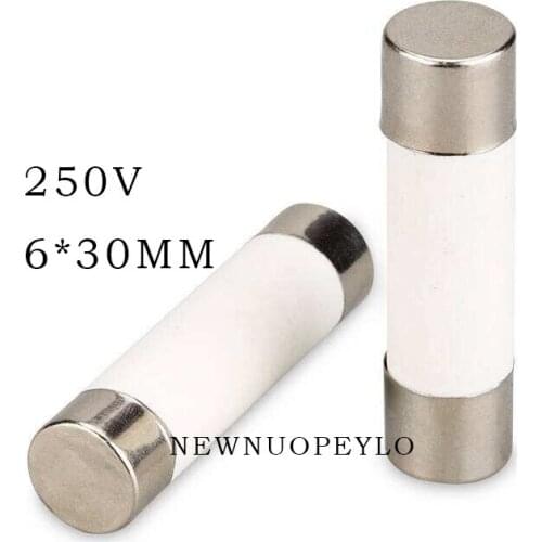 10Pcs 6*30 Fast blow Ceramic Fuse 6x30mm Fuse 250V 0.5A 1A 2A 3A 4A 5A 6A 8A 10A 12A 15A 16A 20A 25A 30A RO58