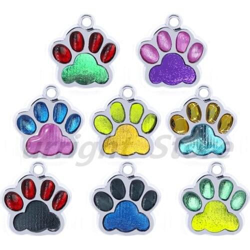 10pcs Enamel Bling Cat Dog/Bear Paw footprint Hang charm fit Rotating Lobster Clasp Key Chain Key rings bag Jewelry Making HC503
