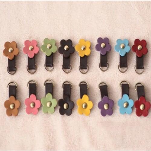 10PCS 3.5*2cm Genuine Leather Flower Zipper Puller DIY Handmade Garment Wallet Zipper Head Bag Hardware Sewing Gold D Buckle