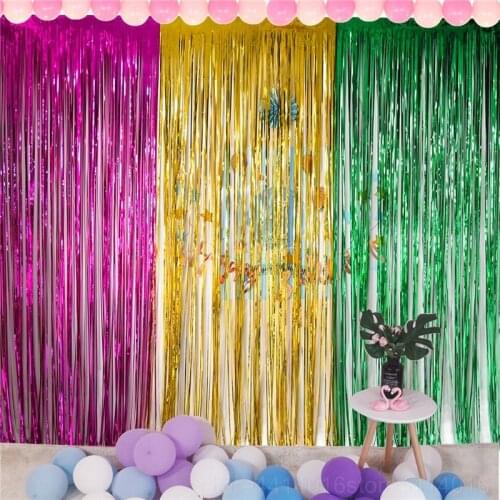 2x1M Rose Gold Rainbow Sequins Background Foil Striped Wire Curtains Birthday Party Decoration Wedding Anniversary Supplies 7q
