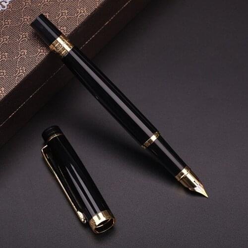 3802 Elegant Black Metal Fountain Pen Iridium 0.5mm Standard Nib High-end Hero Business Gift Ink Pen 1pcs