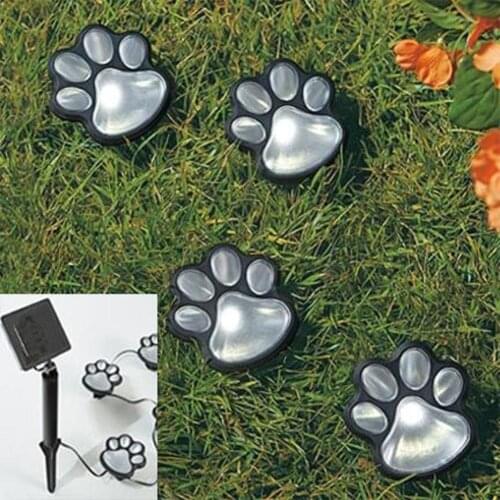 4 Solar Cat Paw Foot Print Lights Garden Outdoors Lantern LED Path Decorative Lamp Solar Lawn Lamp LED Courtyard Lamp