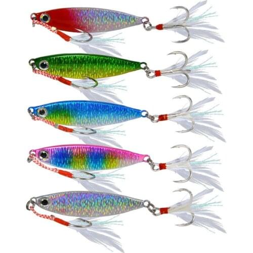 8g 10g 15g 20g Fishing Lure 5 Colors Metal Jigging Glowing Hard Bait Sinking Spoon Hooks Lure Fishing Tackle