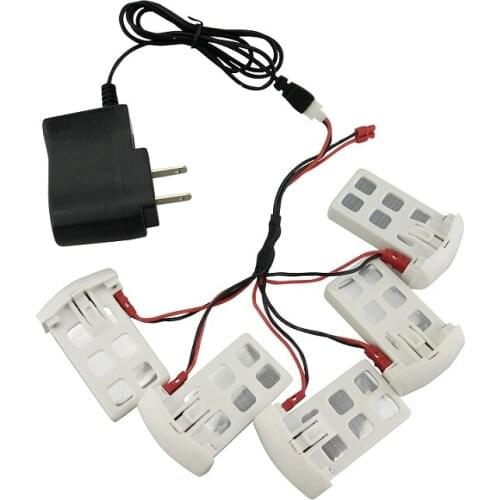 3.7V 500mAh Battery * 5PCS + Charger + 5-1 Cable for Syma X5UC / X5UW RC Quadcopter Spare Parts Accessories