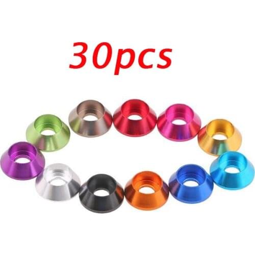 Free Shipping 30PCS Aluminum Alloy Colorful M3 Countersunk Cup Head Bolt Washers Gasket For M3 Screw