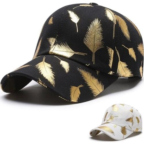 Summer Gilded Feather Baseball Cap Outdoor Sun Hats Quick Dry Women Men Golf Fishing Cap Adjustable Unisex Baseball Caps