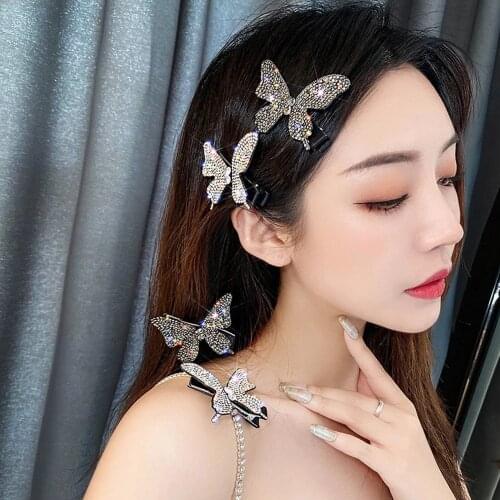 Shiny Butterfly Hair Pins For Women Luxury Rhinestone Accessories Headpiece Barrettes Bling Crystal duck Clips Hair Jewelry