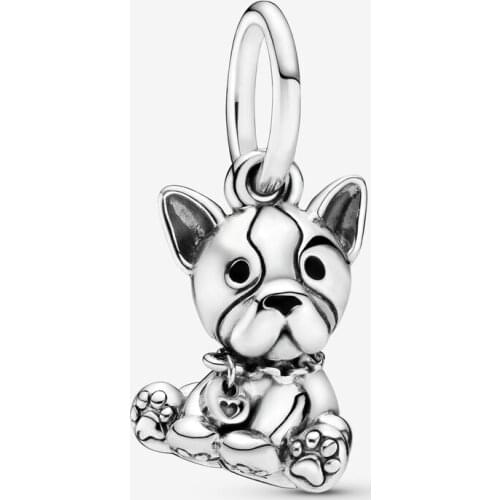 Wholesale 925 Sterling Silver Beads Fit Original Pandora Bracelets Bulldog Puppy Dangle Charm for Women DIY Fashion Jewelry