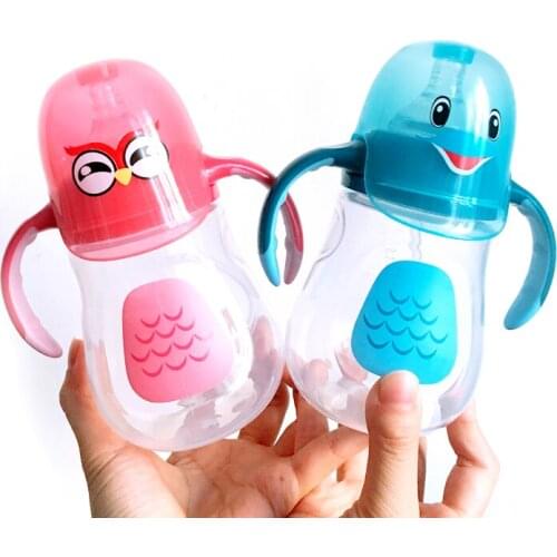 Boy Girl Cartoon Animal Design Water Cups With Nipple Straw Baby Kids Outdoor Drinking Water Bottle Newborn Gift