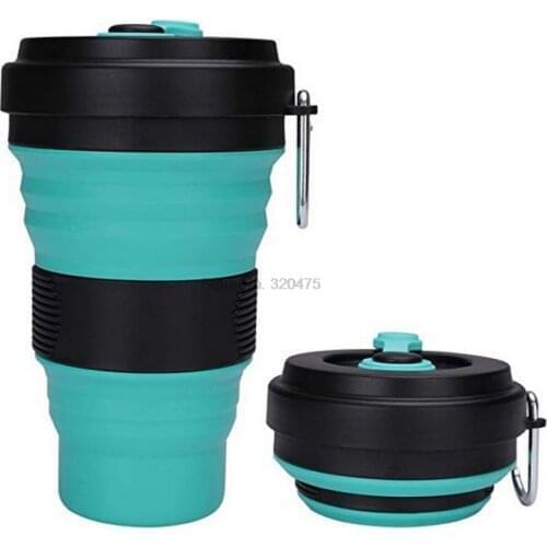 DHL 50pcs 550ml Folding Silicone Cup Travel Portable Water Cup Silica Coffee Mug Telescopic Drinking Collapsible Mugs
