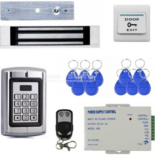 DIYSECUR Remote Control Magnetic Lock 125KHz RFID Reader Password Metal Keypad Access Control System Security Kit BC2000