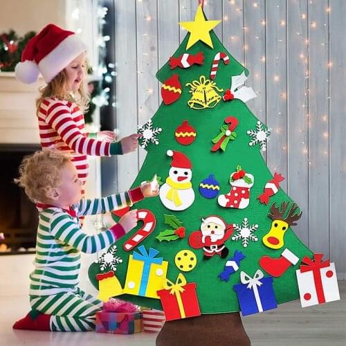 DIY Felt Christmas Tree Merry Christmas Decorations For Home 2021 Cristmas Ornament Xmas Navidad Gifts Santa Claus New Year Tree