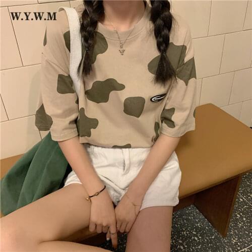 WYWM Summer Graphic Printed Women T-Shirt Cute Harajuku Tee Short Sleeve Shirts for Women O-neck Vintage Streetwear Female Cloth