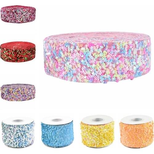 HSDRibbon 3 inch 75mm HSD-Genuine Beautiful Sequin Velvet Sequin Ribbon 25Yards/Roll