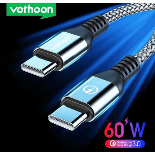 Vothoon USB C to USB Type C Cable For Samsung Note 20 Xiaomi Quick Charge 4.0 PD 60W Fast Charging for MacBook Pro Charge Cable