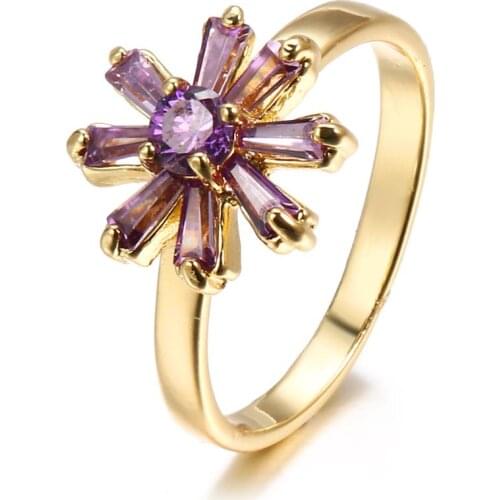 Bettyue Simplicity Series Gold Color Flower Shape With AAA Zirconia Three Color Shape Personality Ring Women&Girls In Banquet