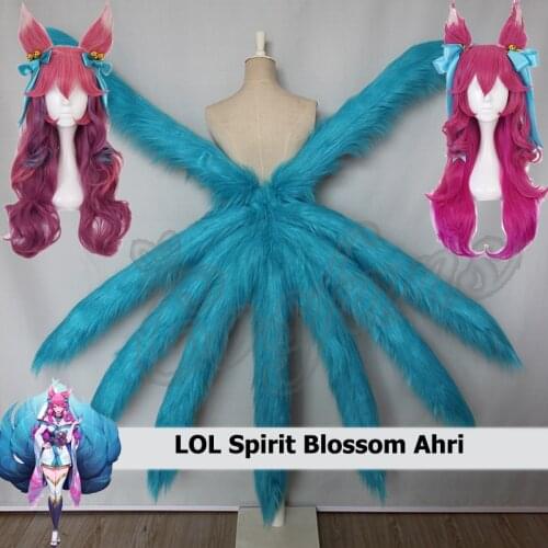 LOL Spirit Blossom Ahri Cosplay Hair Women Long Curly Wave Wig Game Ahri the Nine-Tailed Fox cosplay costume wonderful nine tail