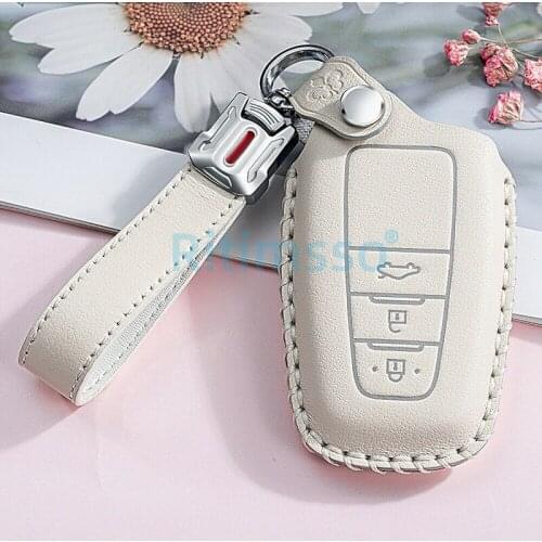 Leather Key Case For Toyota Camry CHR Corolla RAV4 Avalon Land Cruiser Prado Prius Remote Fob Cover 2 3 Button 2018 2019 2020